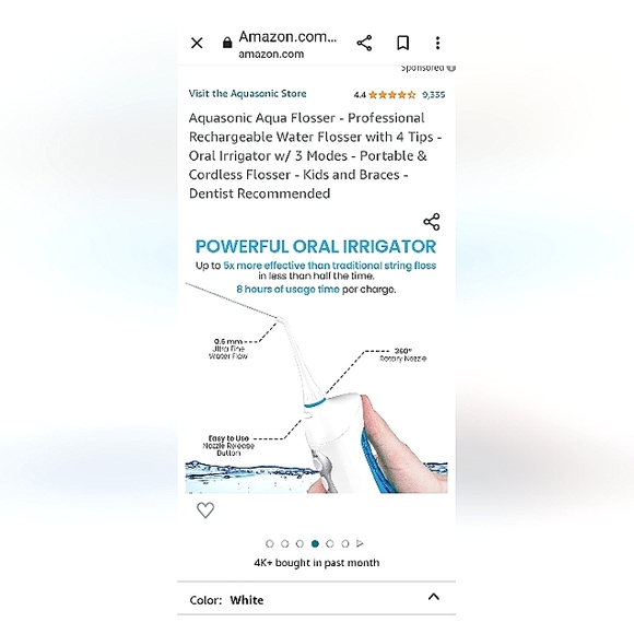 🎁 AquaSonic Aqua Flosser, Three (3) Modes, Four (4) Nozzle Tips Travel Bag NWT - Picture 4 of 16